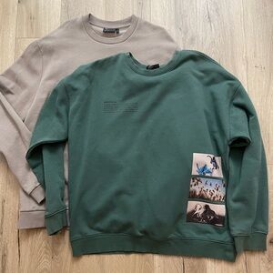 Bundle pair lot two ASOS H&M crewneck sweatshirts lightweight fleece soft AOP